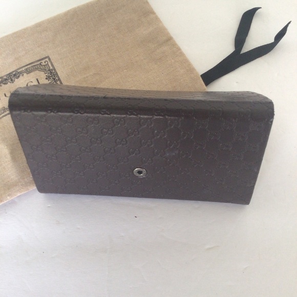 GUCCI BROWN MONOGRAM LEATHER GLASSES CASE - Picture 4 of 16